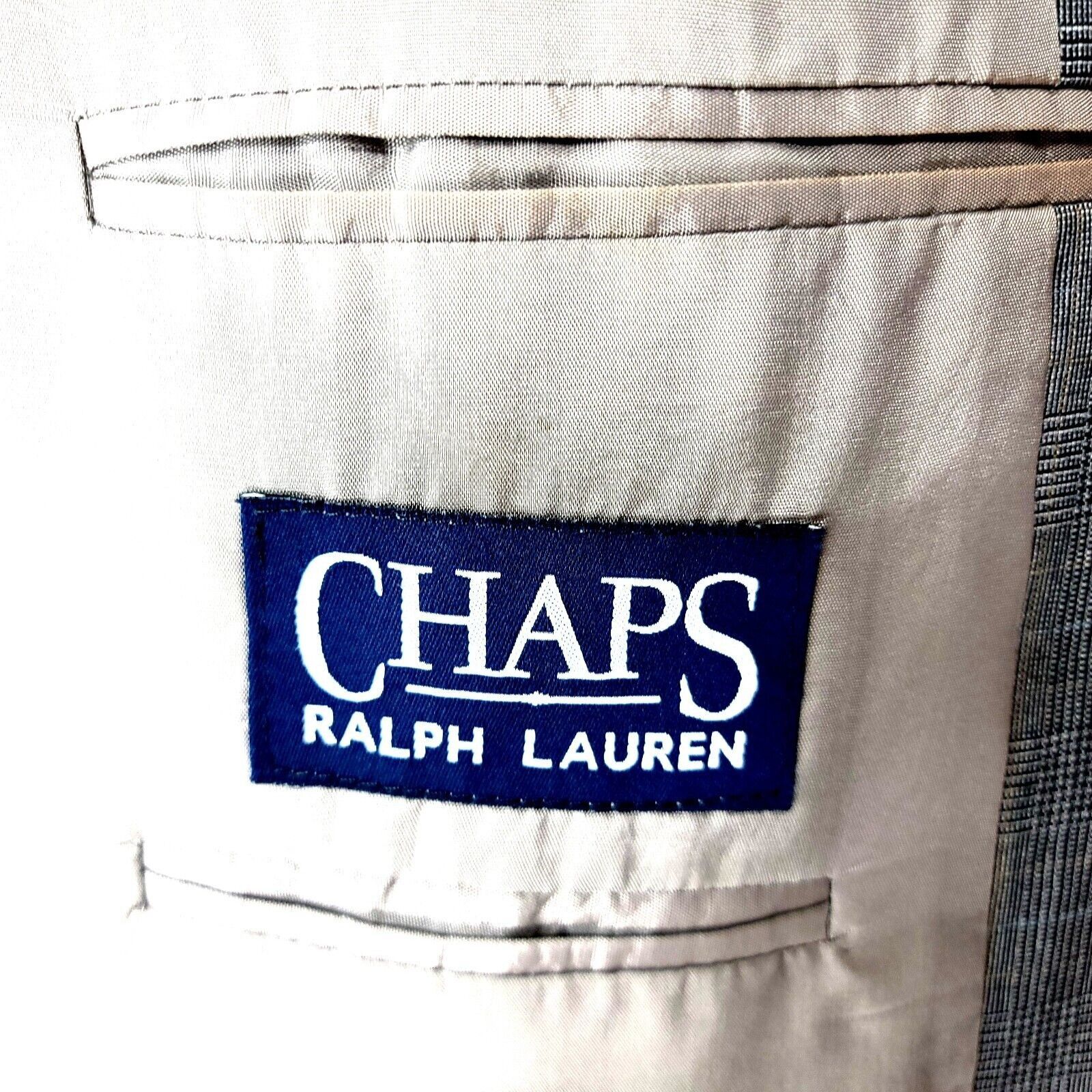 Ralph Lauren DAMAGED Chaps Ralph Lauren Wool 2 Button Blazer 42R Gray Pla Size 42R - 8 Thumbnail