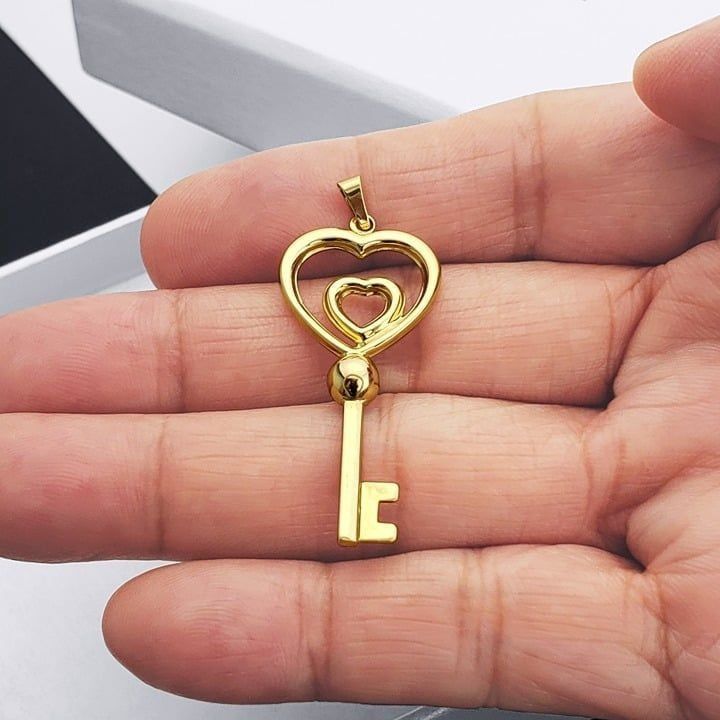 Other Double Heart Key Love Promise 14k Yellow Gold Charm Pendant Size ONE SIZE - 4 Thumbnail