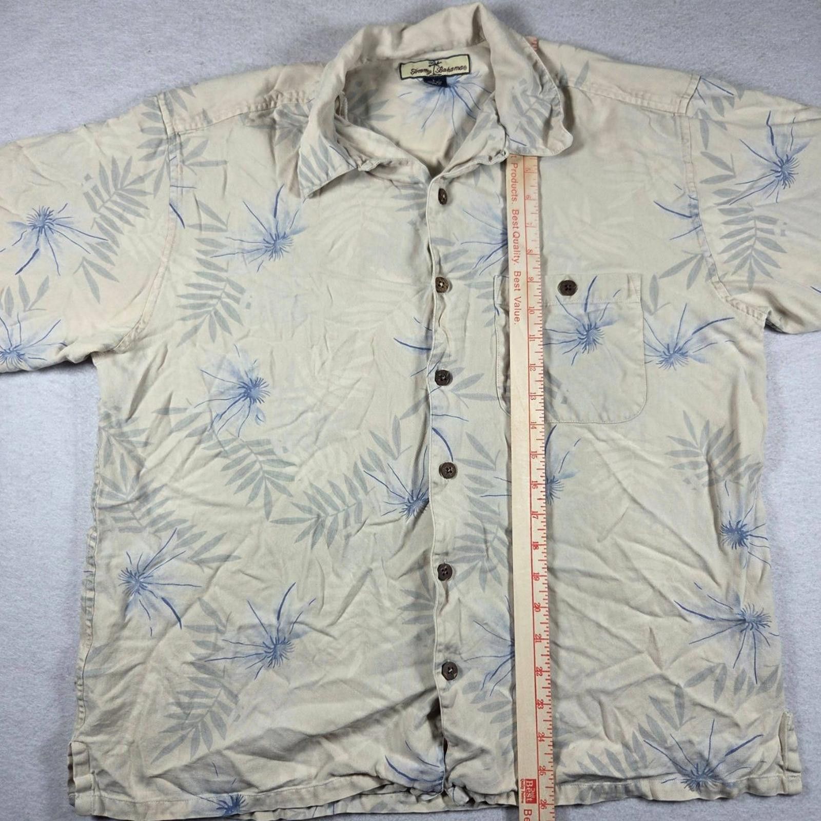 Tommy Bahama Tommy Bahama Men L Cream Tropical Leaf Print 100% Silk Size US L / EU 52-54 / 3 - 8 Thumbnail