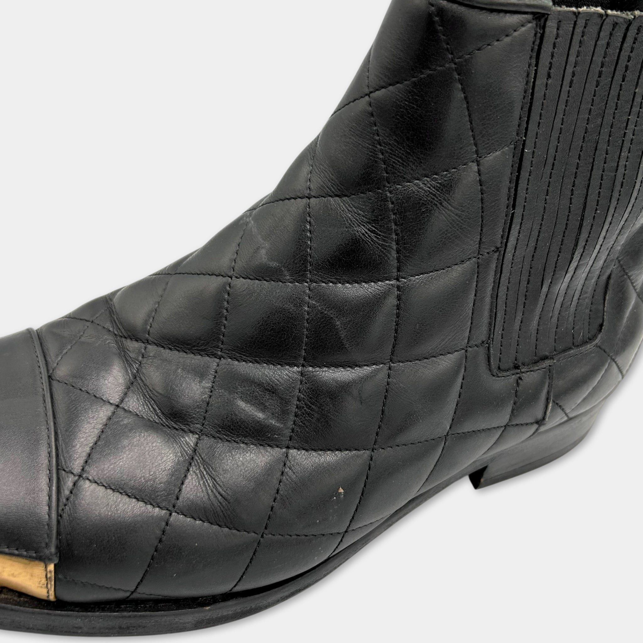 Balmain Balmain Quilted Leather Gold Toe-Cap Chelsea Boots Size US 9 / EU 42 - 7 Thumbnail