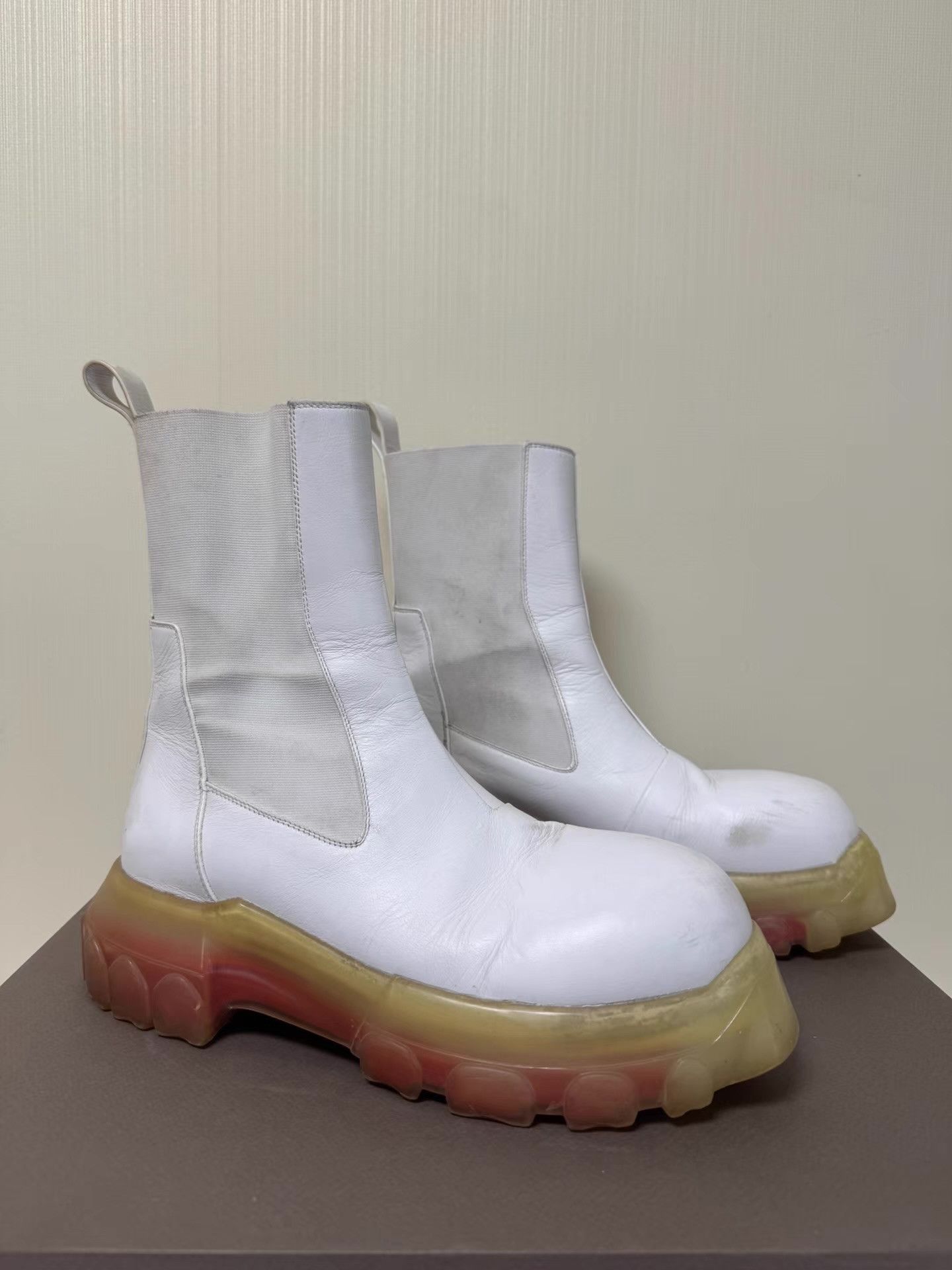 Rick Owens White Chunky Sole Ankle Boots Size US 8 / EU 41 - 1 Thumbnail
