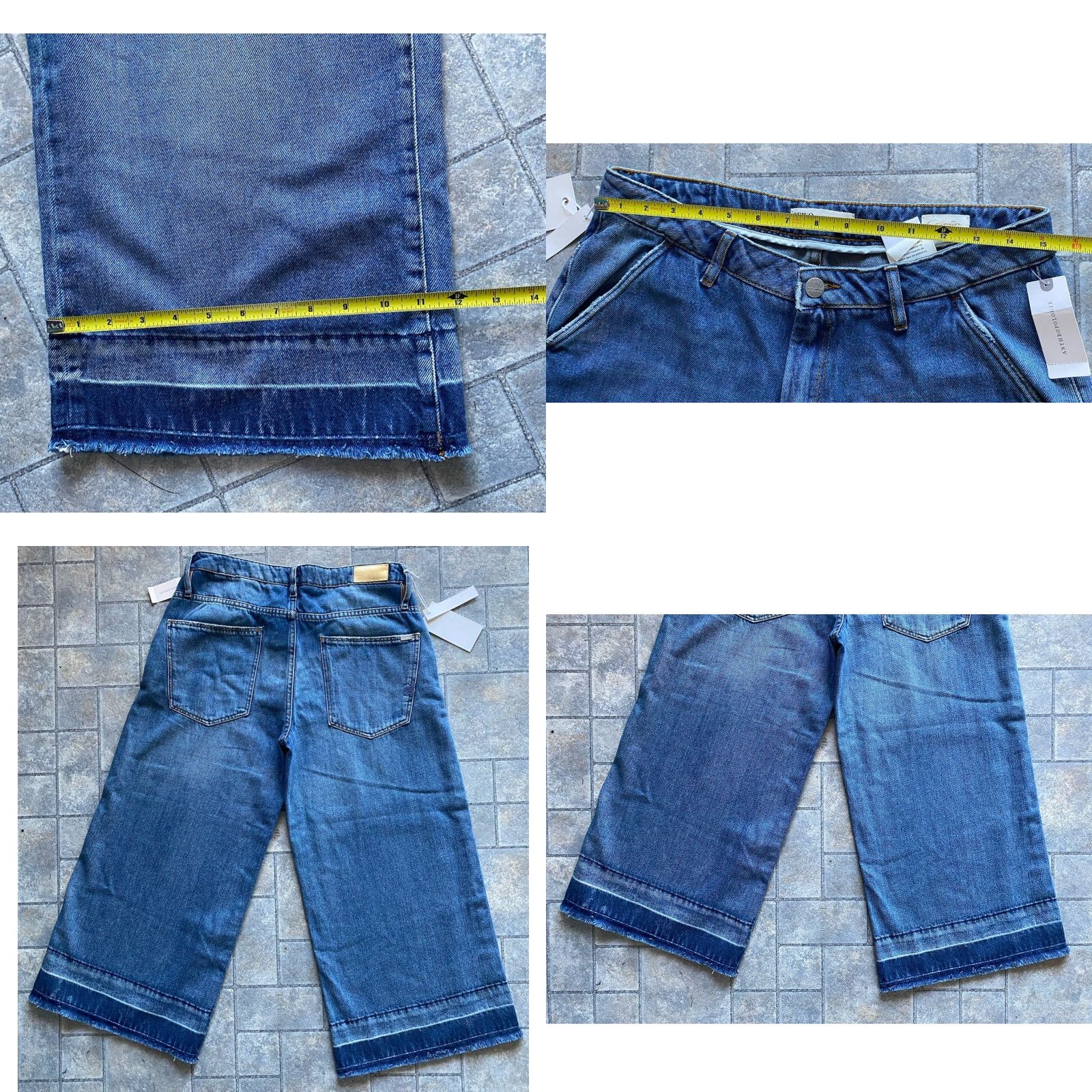 Vintage Anthropologie Reiko Wide Cropped Pants Blue Women’s Size 30 Size 30" / US 8 / IT 44 - 9 Thumbnail