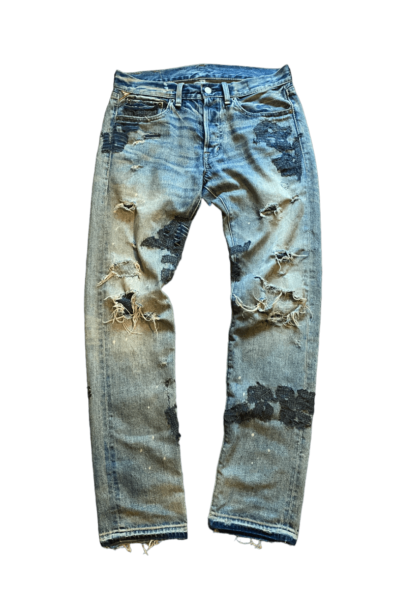 Polo Ralph Lauren Boro Repair Antique Japanese Fabric Polo Denim | Grailed