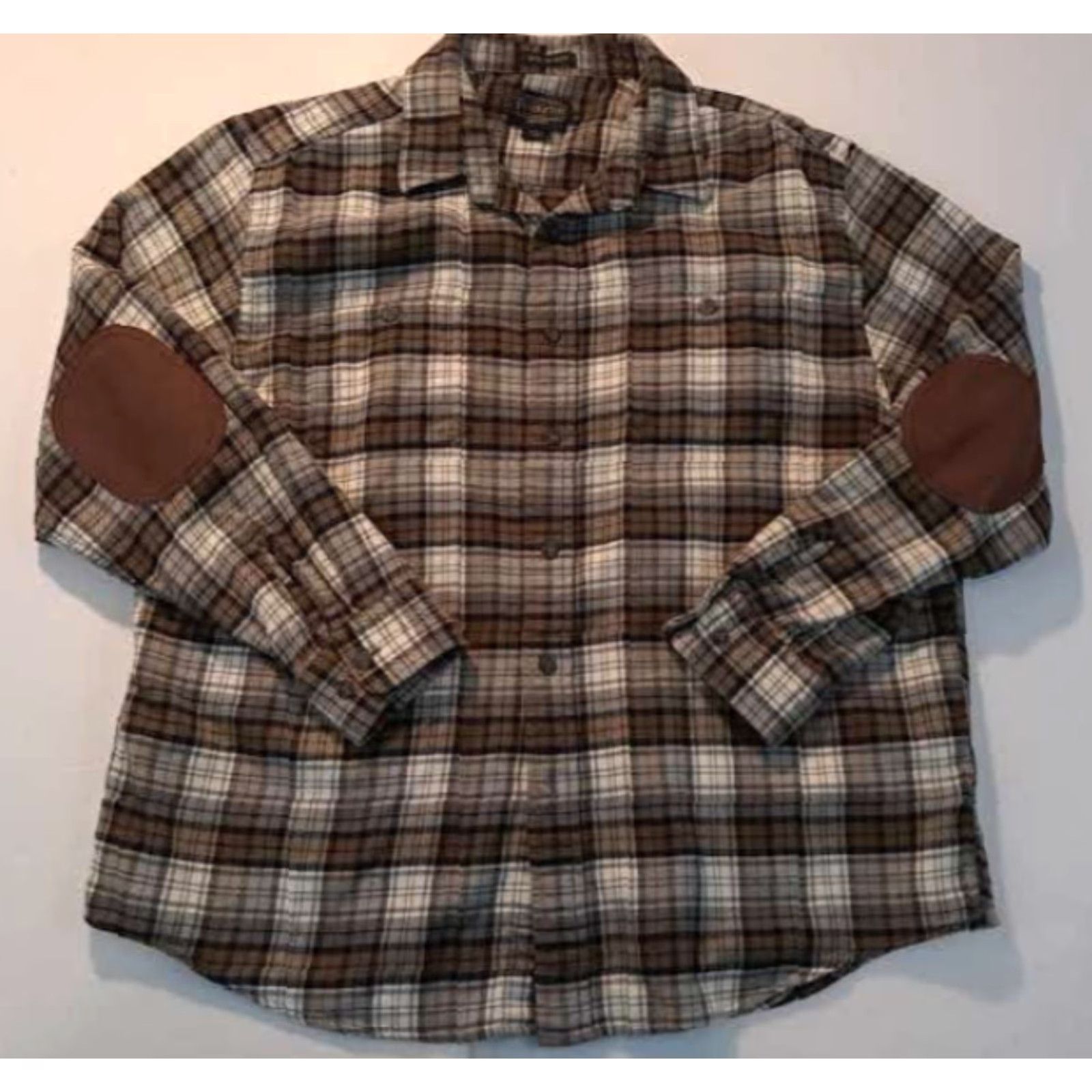 Pendleton VINTAGE Pendleton Shirt Plaid Button-Up XL Brown Flannel Long Sleeve with Elbow Patches Men Size US XL / EU 56 / 4 - 2 Thumbnail