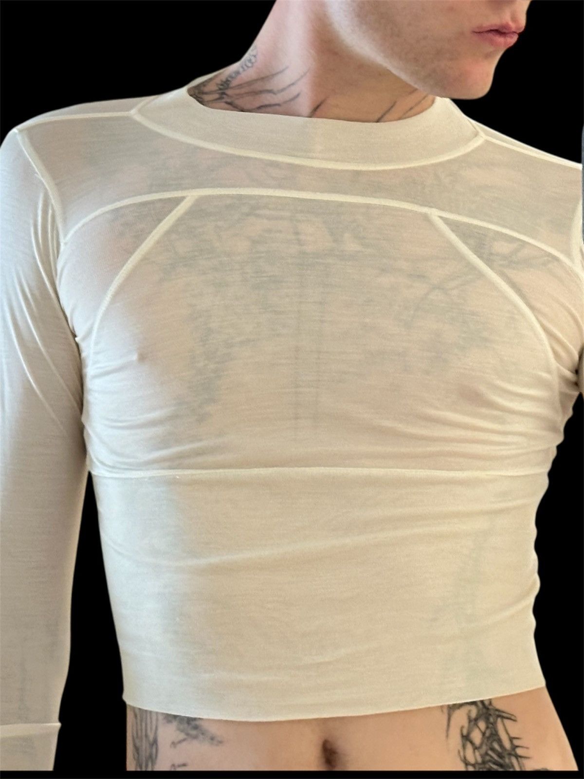 Rick Owens Rick owens s/s 18 dirt sweater cropped cream white Size S / US 4 / IT 40 - 6 Thumbnail