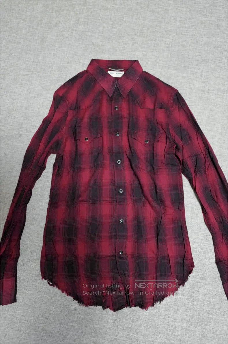 Saint Laurent Paris Saint Laurent Paris Red and Black Plaid Western Style Shir Size US M / EU 48-50 / 2 - 1 Thumbnail