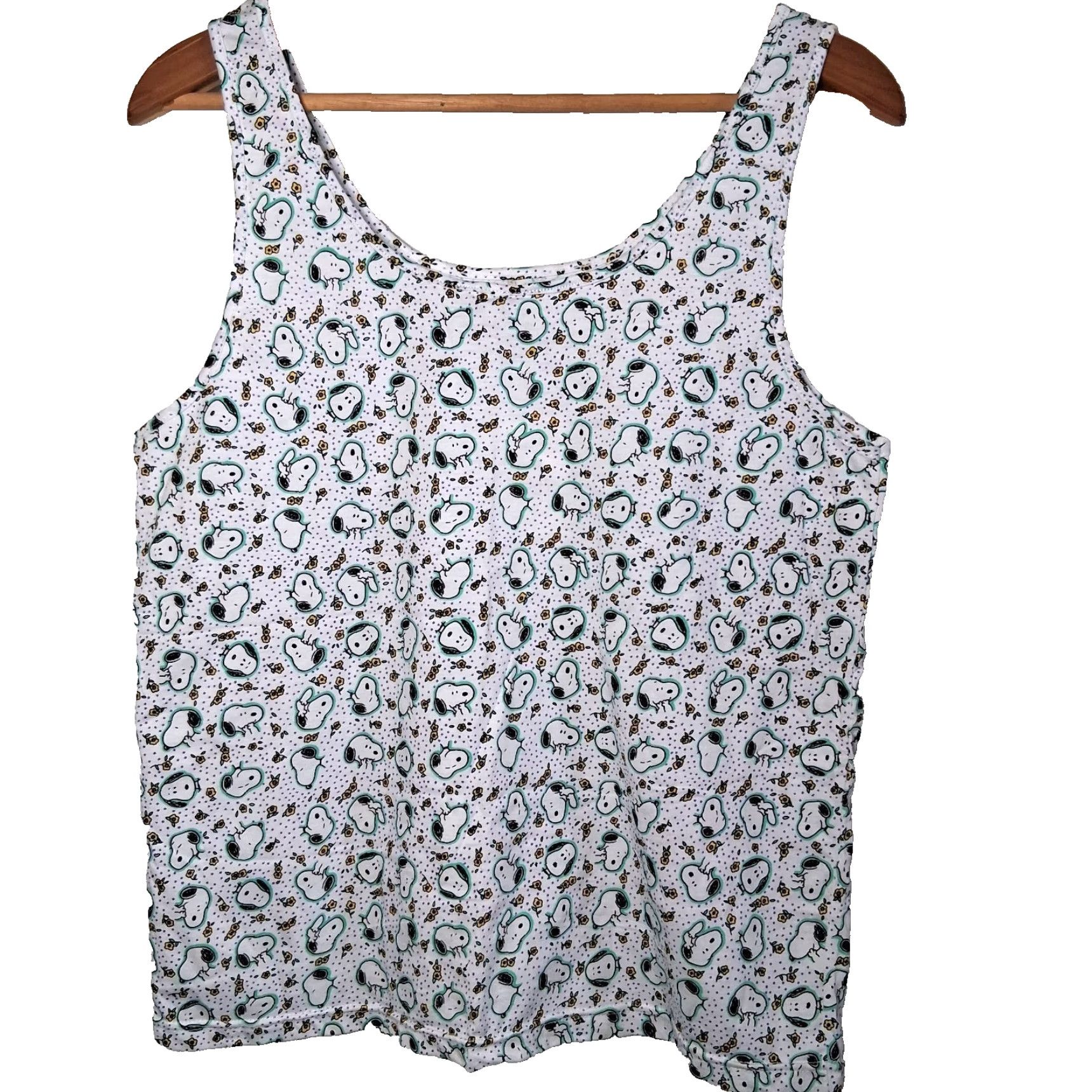 Peanuts VINTAGE Peanuts Snoopy Tank Top Women M White Sleeveless Scoop Neck Undershirt Casual Regular Knit Cotton Front Graphic?? Size M / US 6-8 / IT 42-44 - 2 Thumbnail