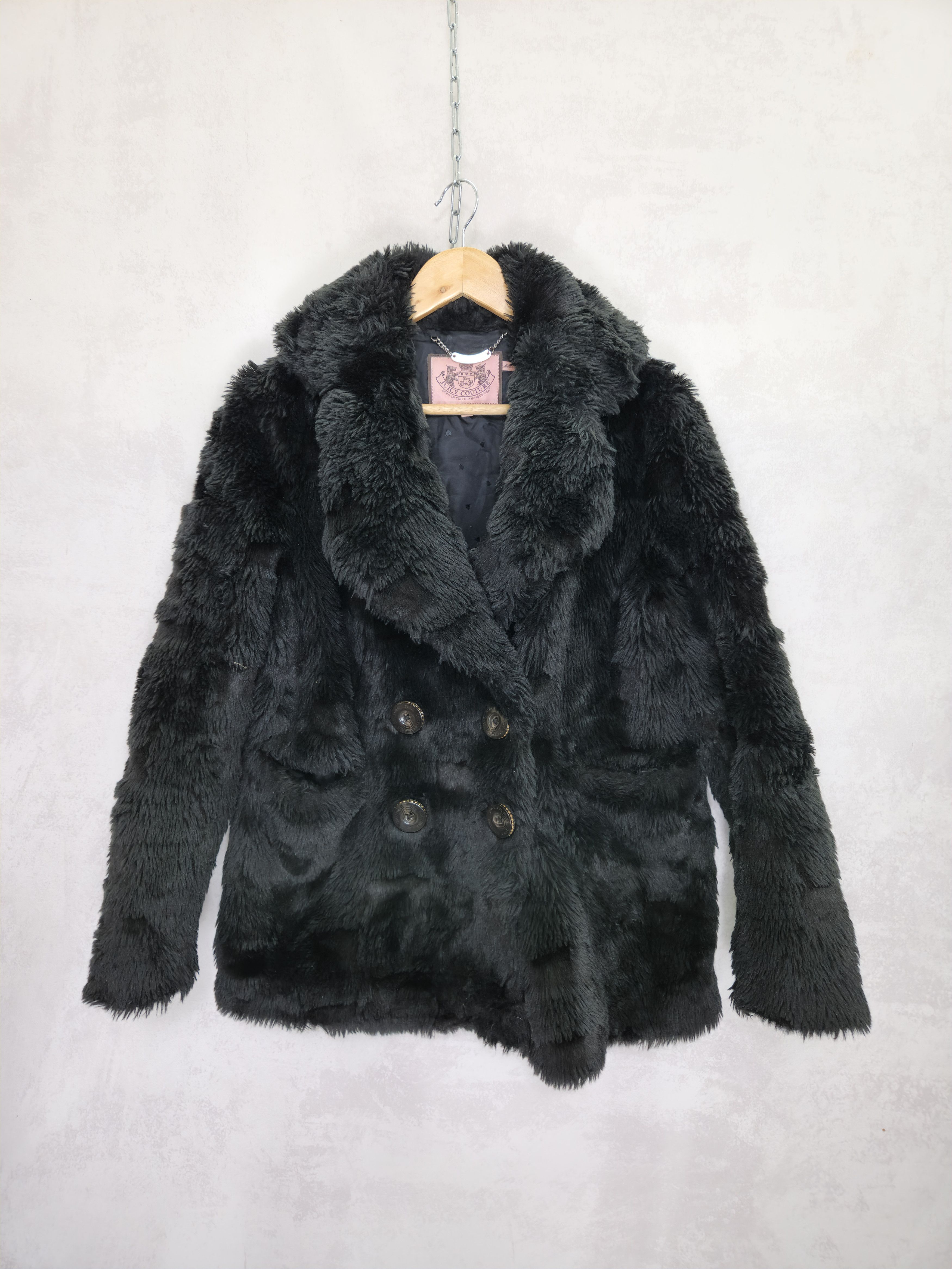 Juicy Couture Juicy Coutoure black fur teddy jacket button ups Size S / US 4 / IT 40 - 1 Thumbnail