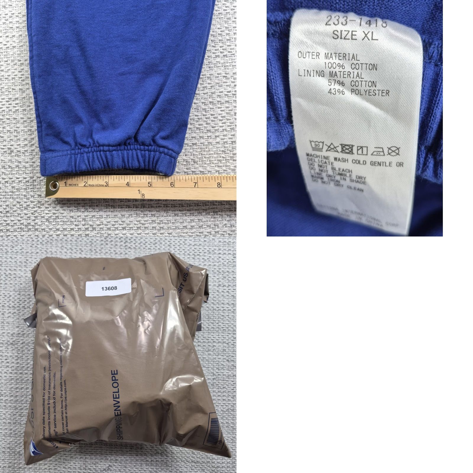Vintage CAHLUMN Pants Mens XL Blue Heavy Terry Jogger Elastic Waist Zip Pockets Size US 36 / EU 52 - 9 Thumbnail
