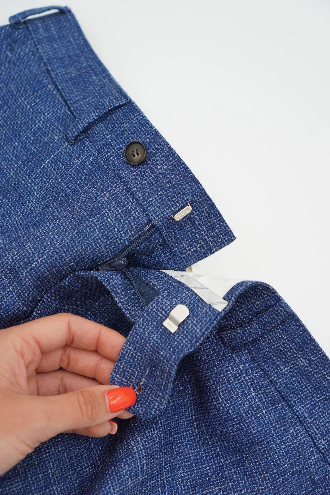 Suitsupply Men Suitsupply Bescia Trousers Wool Silk Linen Blue UK/US38 Size 38R - 3 Thumbnail