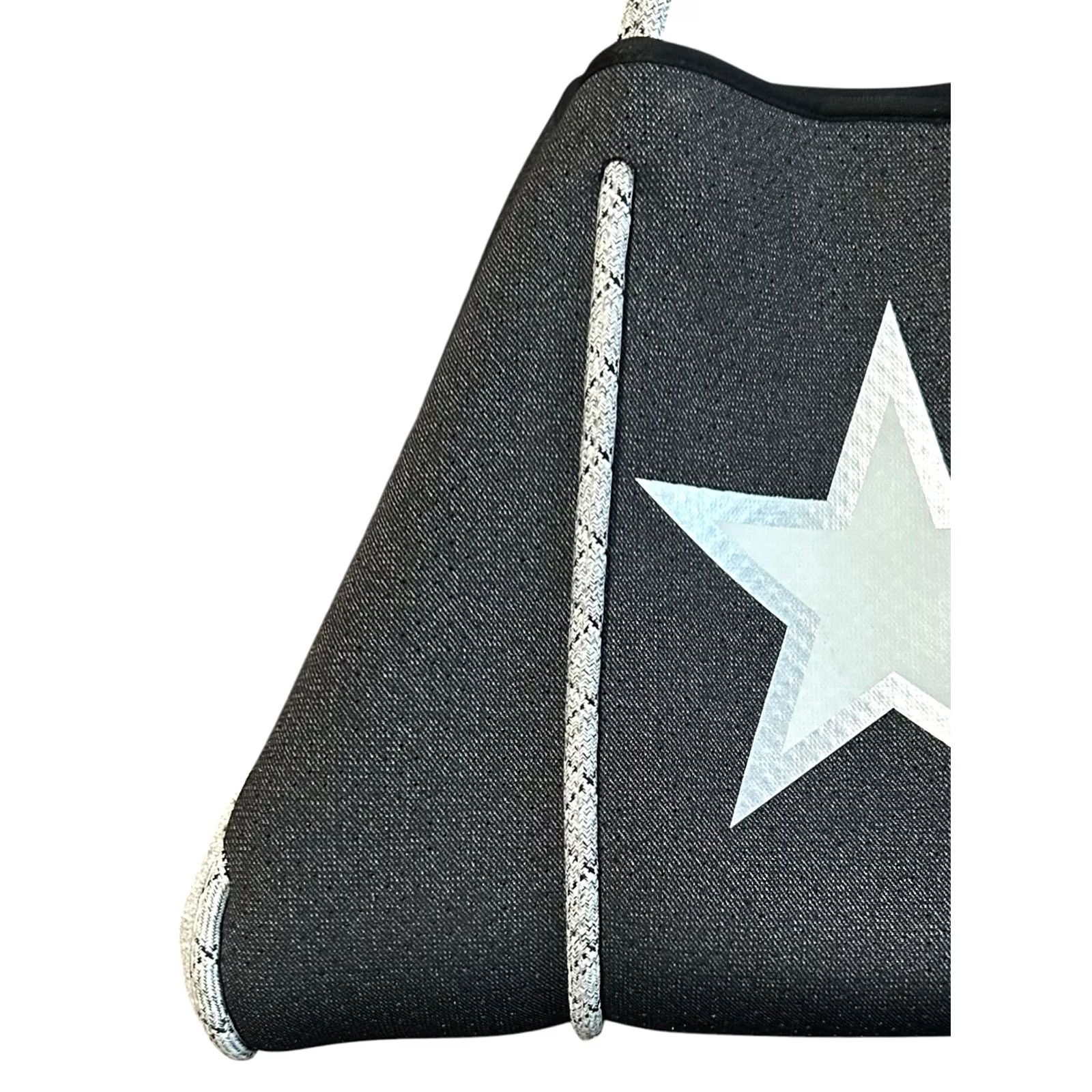 Vintage Haute Shore Large Neoprene Gray Star Tote Shoulder Hand Bag Women’s Purse Mens? Size ONE SIZE - 3 Thumbnail