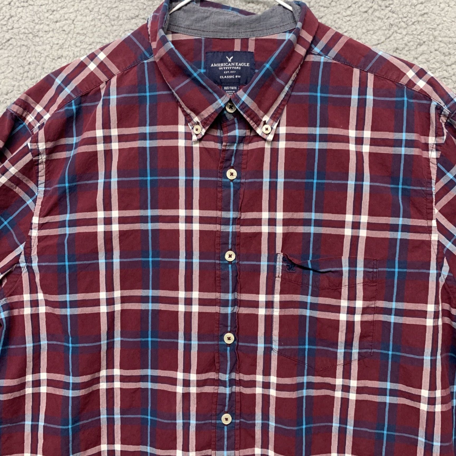 American Eagle Outfitters VINTAGE American Eagle Outfitters Shirt Men XLT Long Sleeve Button Plaid Red/White/Blue Size US XL / EU 56 / 4 - 2 Thumbnail