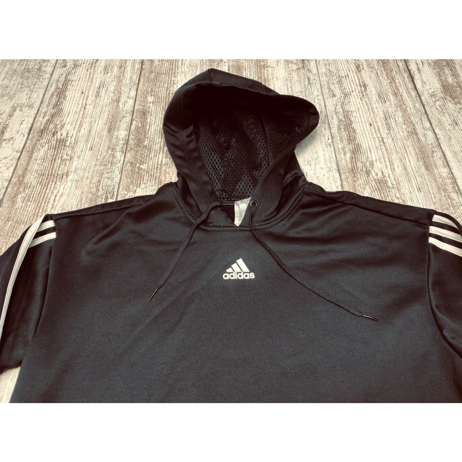 Adidas Adidas Hoodie Men's Medium Black White Stripe Pockets Fleece Lined 7527 Size US M / EU 48-50 / 2 - 5 Thumbnail