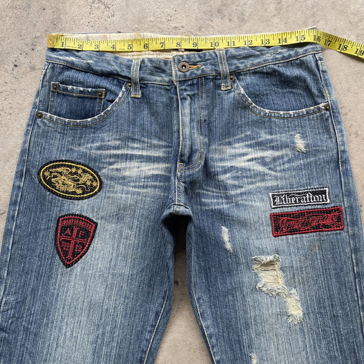 Japanese Brand × Jean Vintage Japan Armee Francaise Patch Faded Jeans Pants Denim Size US 32 / EU 48 - 5 Thumbnail