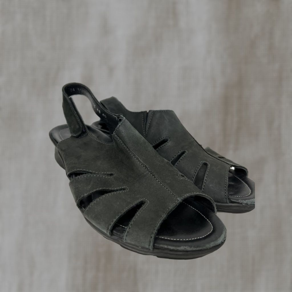 Mephisto Mephisto Womens Sandal Open Toe Slingback Leather Hook & Loop Strap Black 10 Shoes Size US 10 / IT 40 - 1 Thumbnail
