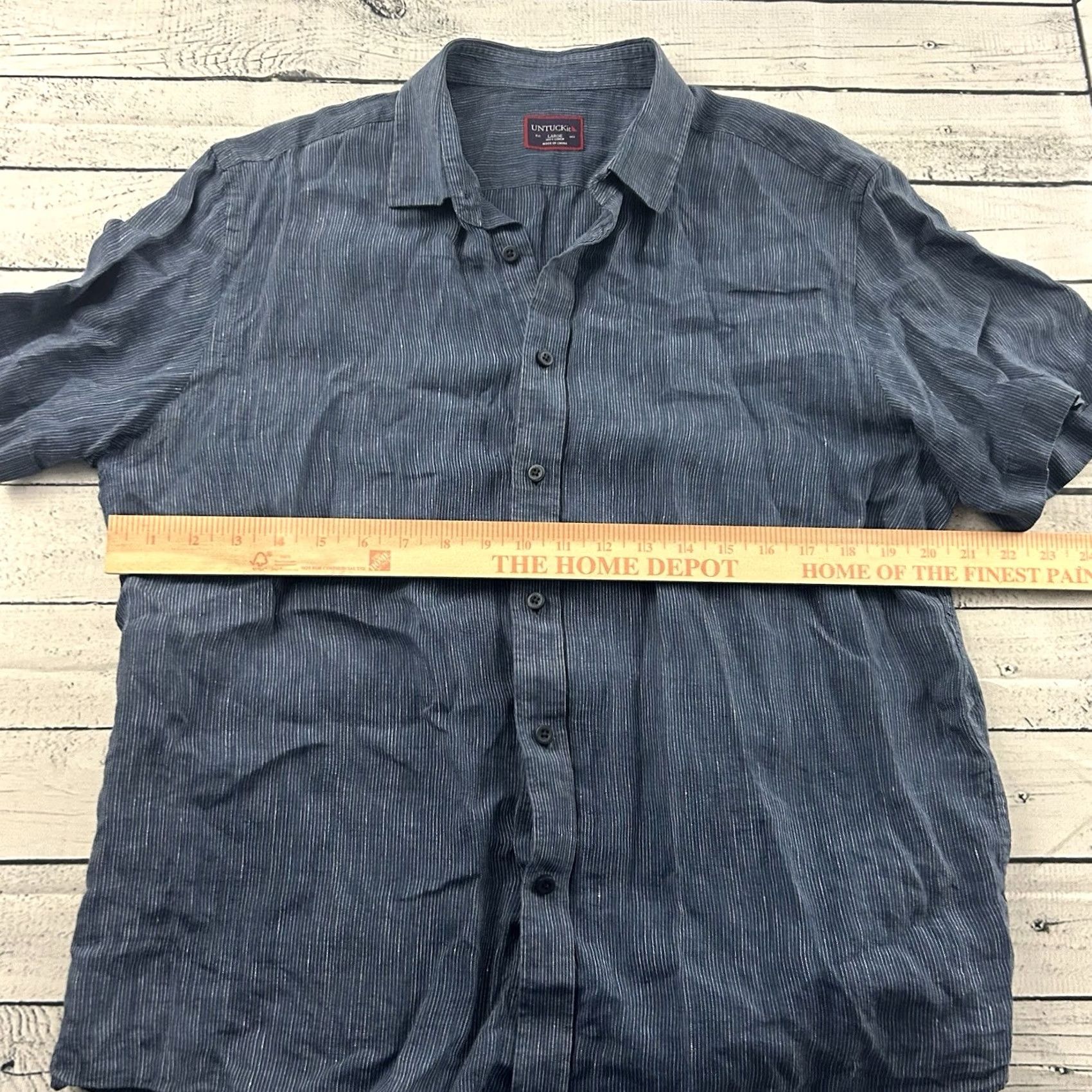 UNTUCKit UNTUCKit Short Sleeve Shirt 100% Linen Button Front Blue Mens Large L Shirt Size US L / EU 52-54 / 3 - 4 Thumbnail