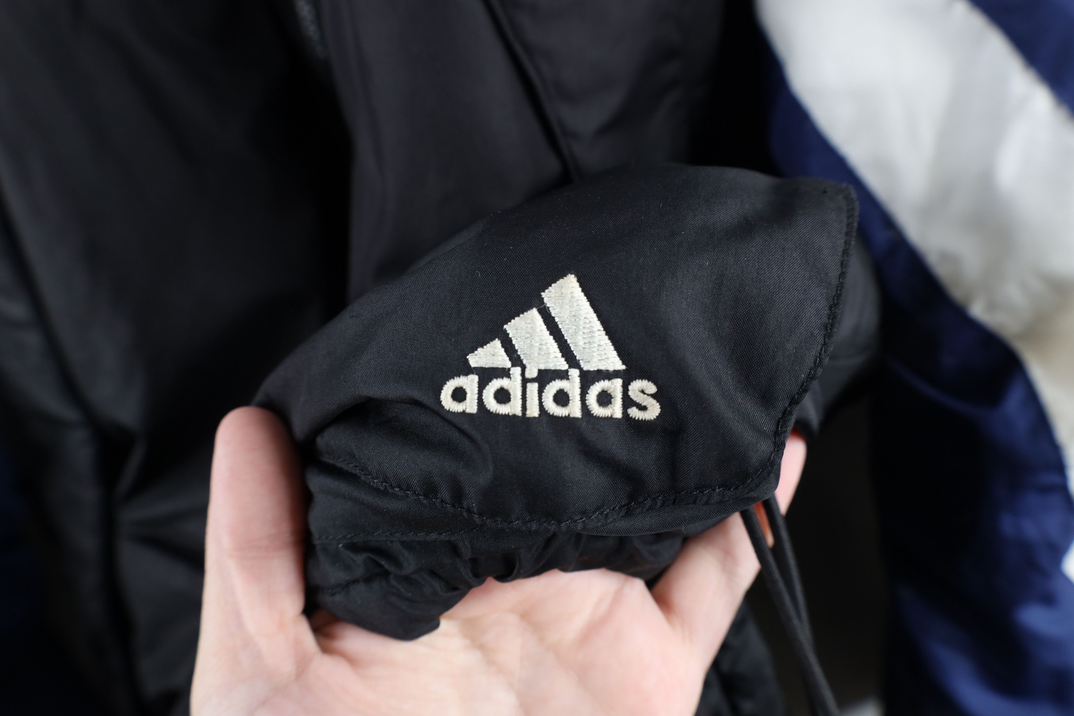 Adidas × Vintage Vintage Adidas Striped Spell Out Hooded Puffer Jacket Size US XXL / EU 58 / 5 - 4 Thumbnail