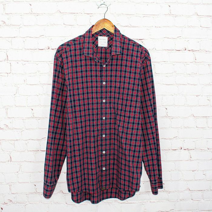 Billy Reid BILLY REID Men s Standard Cut Button up Shirt Red Blue