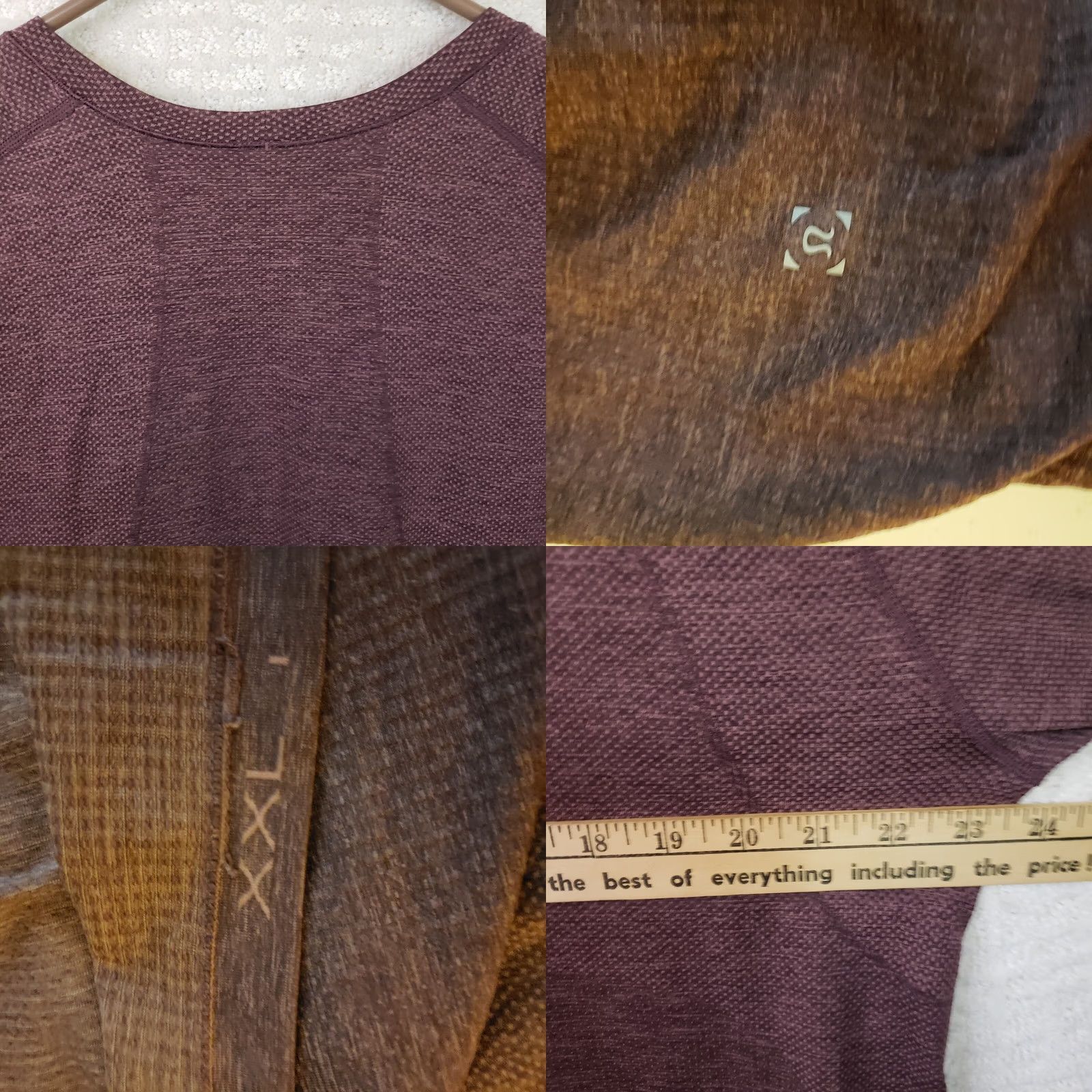 Lululemon Lululemon Men T-Shirt Burgundy Short Sleeve Crew Neck 2XL Athletic Fit 47 in Chest Breathing Lightweight Stretch Packable Cotton Lyocell Lycra Size US 39 - 9 Thumbnail