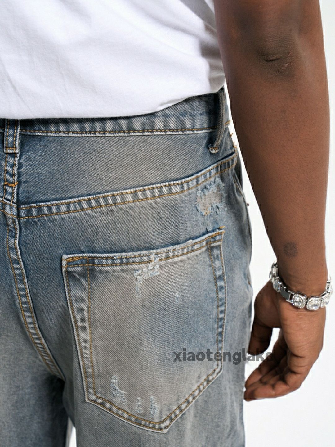 Jean × Vintage washed faded skate hiphop damaged ripped jeans Size US 36 / EU 52 - 4 Thumbnail