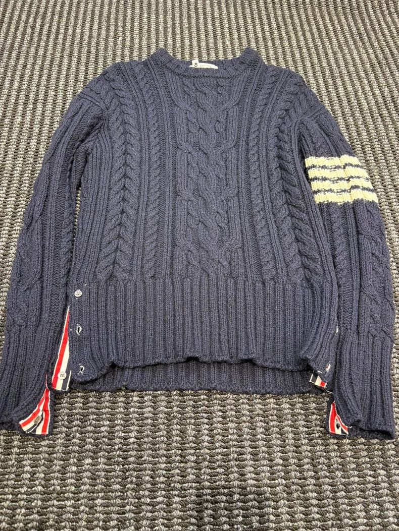 Thom Browne Thom Browne Blue and grey wool round neck sweater Size US L / EU 52-54 / 3 - 1 Thumbnail