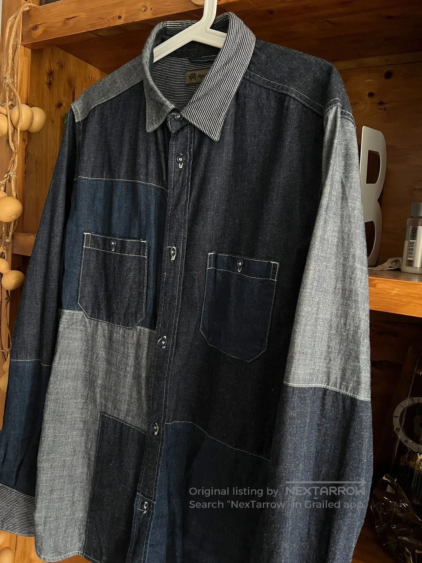 Nigel Cabourn Nigel Cabourn Indigo Patchwork Workwear Shirt. Size US M / EU 48-50 / 2 - 3 Thumbnail
