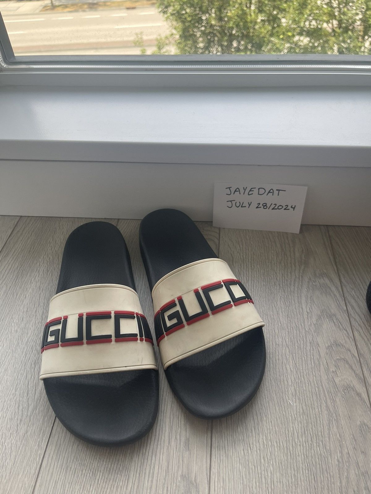 Gucci Web Slide “White” hot Size 13