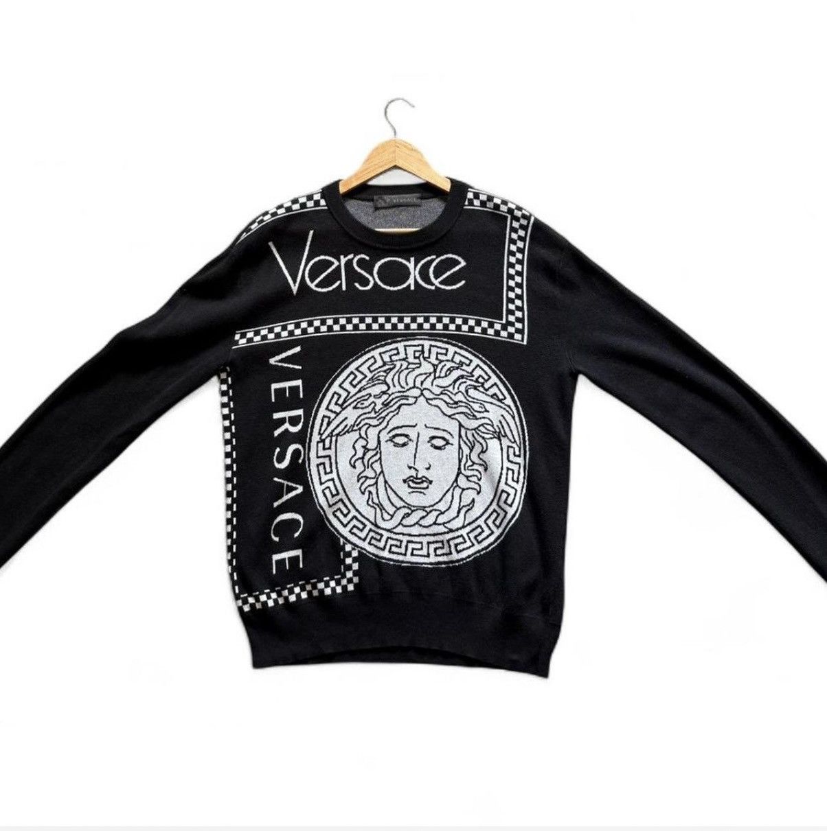 Versace Versace Checkered Medusa Knit Sweater Size US M / EU 48-50 / 2 - 1 Thumbnail