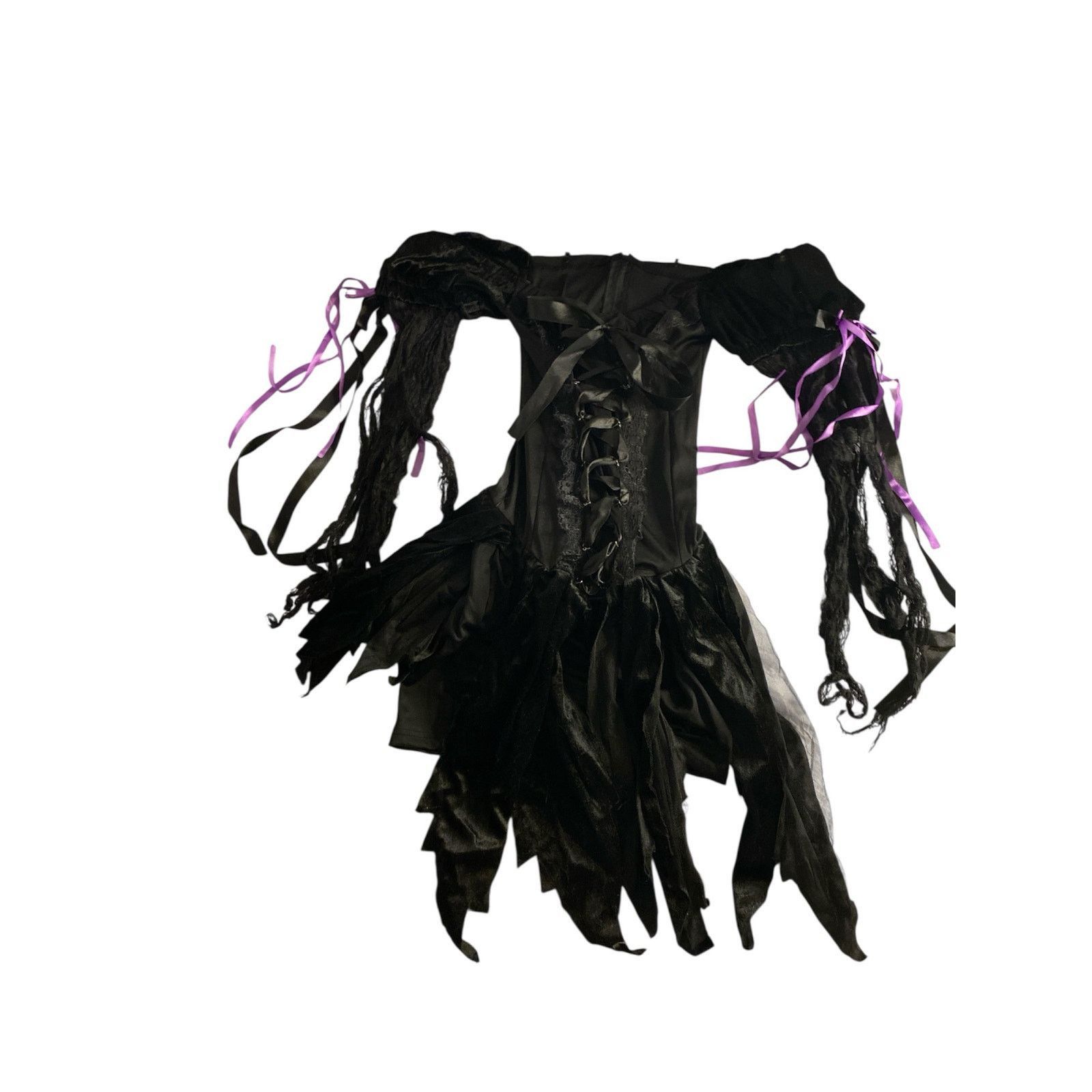 Other Goth Witch Fairy Grunge Corset Lace-Up Black Velvet S Size S / US 4 / IT 40 - 3 Thumbnail