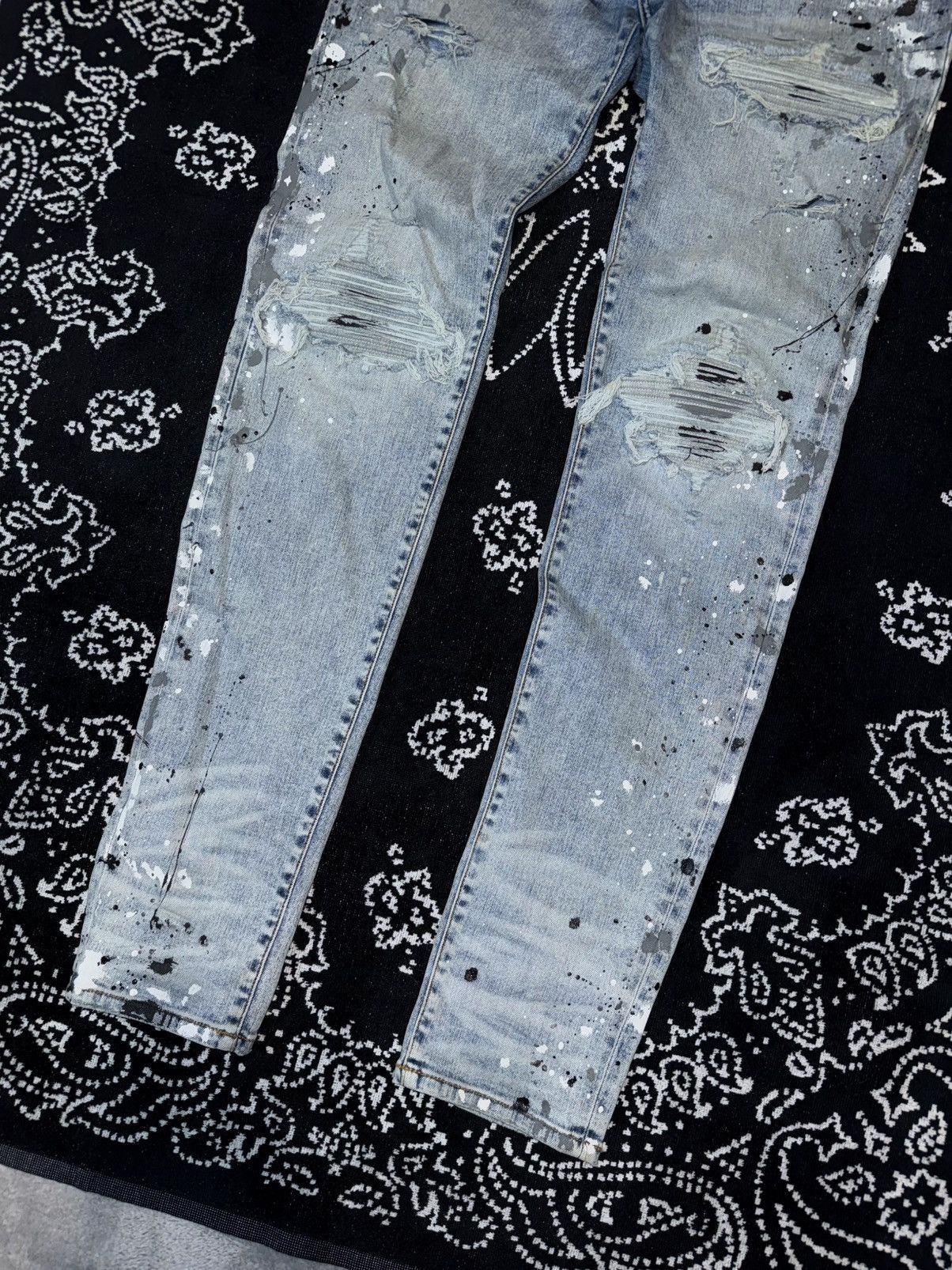 Amiri AMIRI MX1 PAINTED BLUE JEANS Size US 34 / EU 50 - 4 Thumbnail