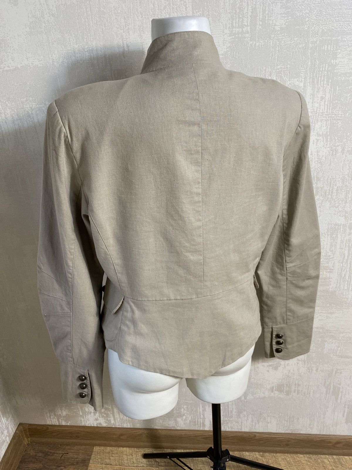 Japanese Brand Linen Napoleon Military Jacket Hussar Officer Blazer Beige Size XL / US 12-14 / IT 48-50 - 3 Thumbnail