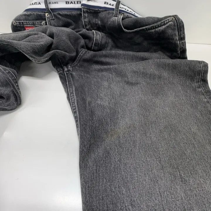 Balenciaga Balenciaga Men's Black Logo Denim Pants 0079-2507 Size US 26 / EU 42 - 6 Thumbnail