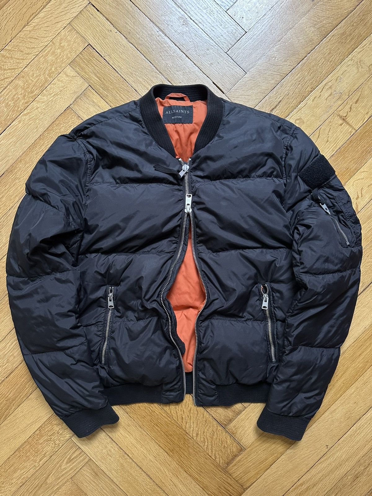 Allsaints Allsaints Puffer Down Mens Cropped Bomber Jacket Size US M / EU 48-50 / 2 - 2 Thumbnail