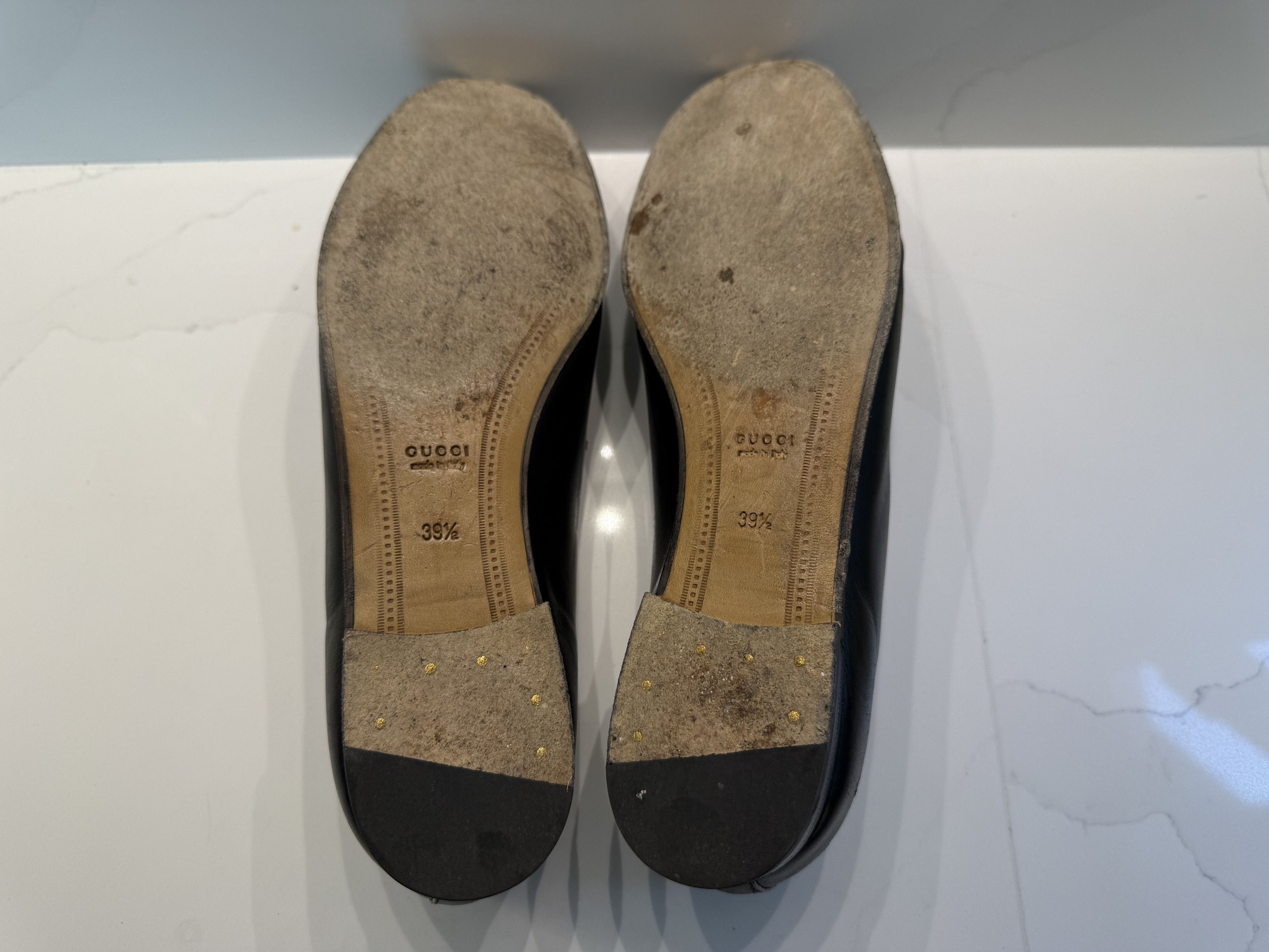 Gucci Gucci Black Jordaan Leather Flats Size US 9.5 / IT 39.5 - 3 Thumbnail