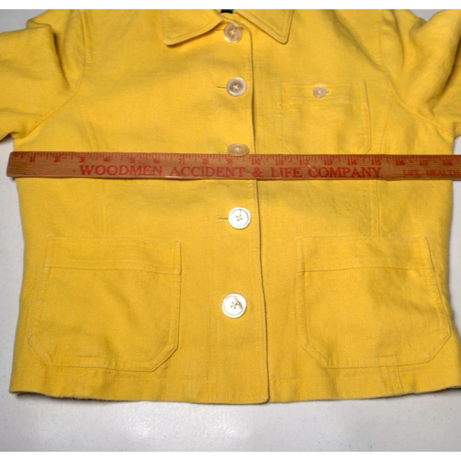 Ralph Lauren VINTAGE Lauren Ralph Lauren Blouse Women Size 6 Yellow Linen Short Sleeve Button Up Business Casual Preppy Size M / US 6-8 / IT 42-44 - 6 Thumbnail