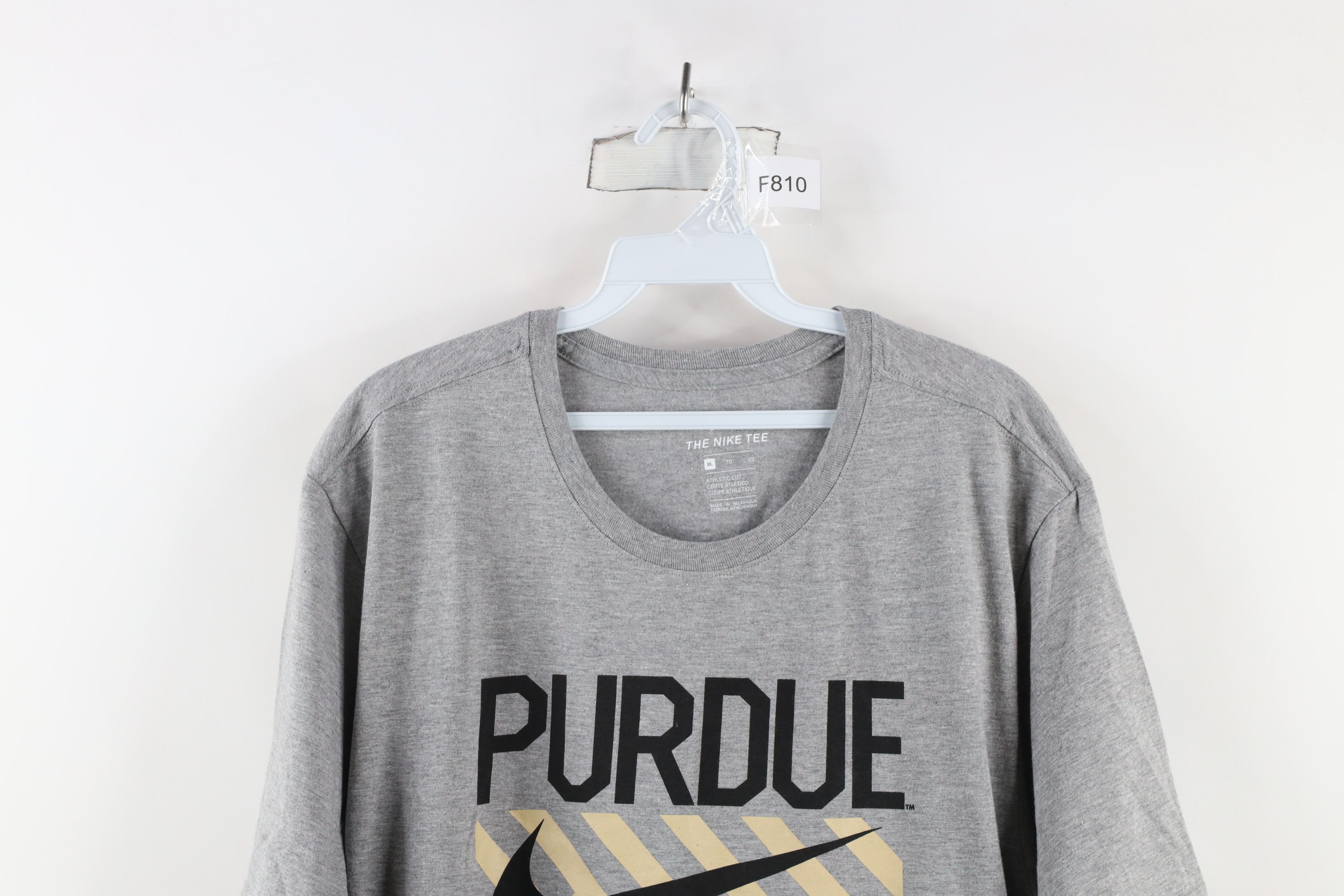 Nike × Vintage Nike Out Big Swoosh Purdue University Football T-Shirt Gray Size US XL / EU 56 / 4 - 2 Thumbnail