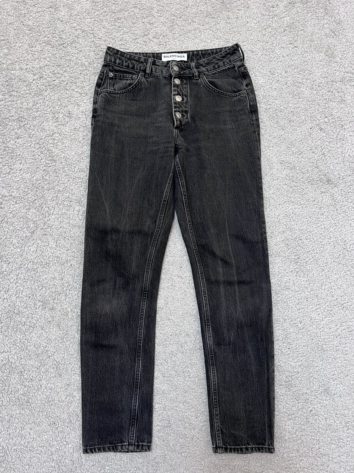 Balenciaga 2017 Balenciaga Archetype Straight Fit Washed Black Jeans Size 27" / US 4 / IT 40 - 1 Thumbnail