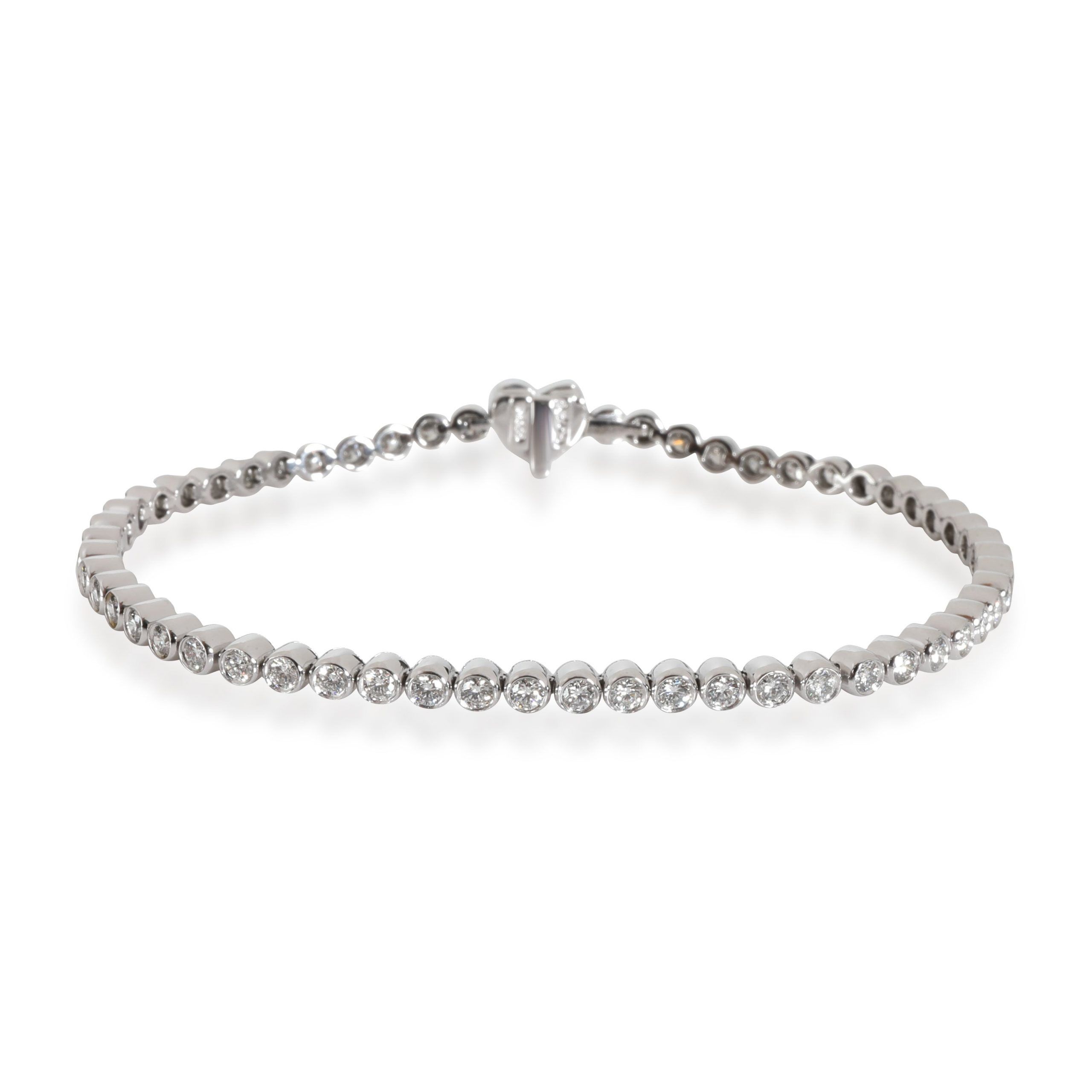 image of Tiffany Co Tiffany & Co. Tiffany Hearts Diamond Bracelet In Platinum 3.00 Ctw in Silver, Women's