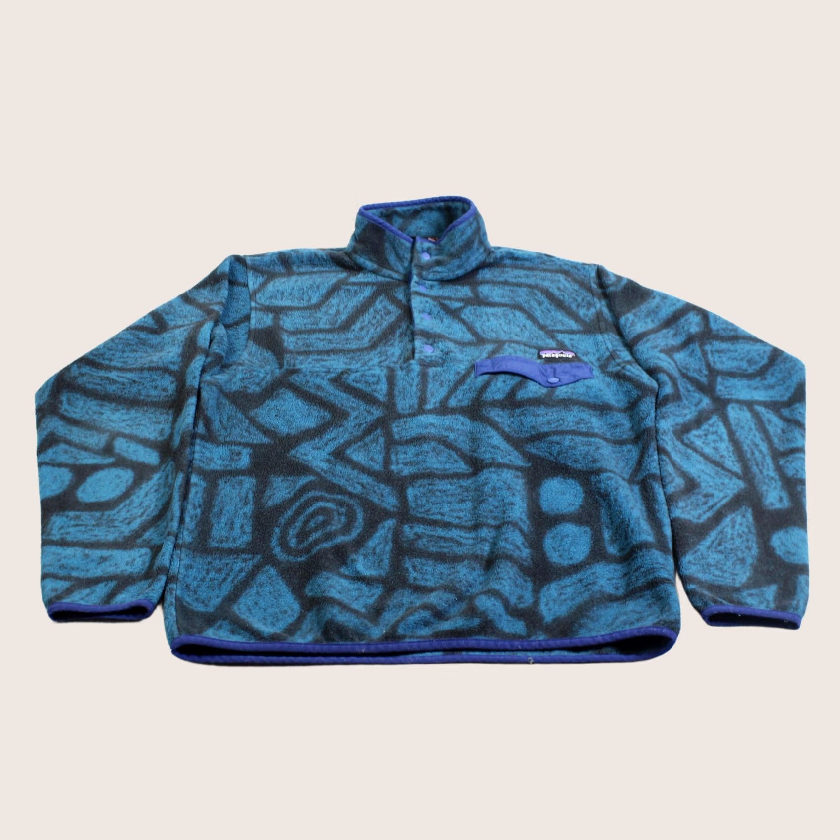 Patagonia Patagonia Synchilla Pullover Mens M Blue Geometric Fleece Knit Snaps Soccer? Size US M / EU 48-50 / 2 - 1 Thumbnail