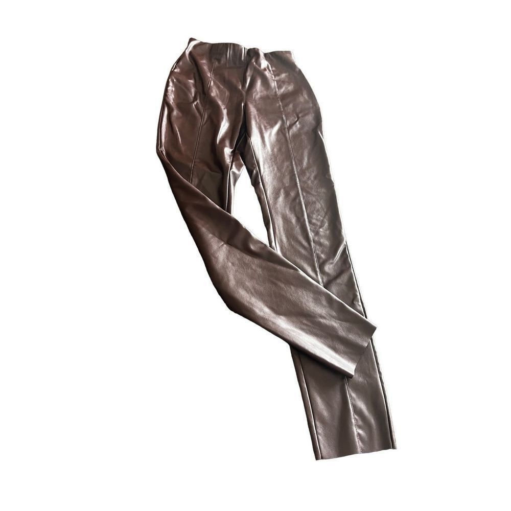 H&M H&M brown faux leather high rise Leggings pants size S Size 26" / US 2 / IT 38 - 1 Thumbnail