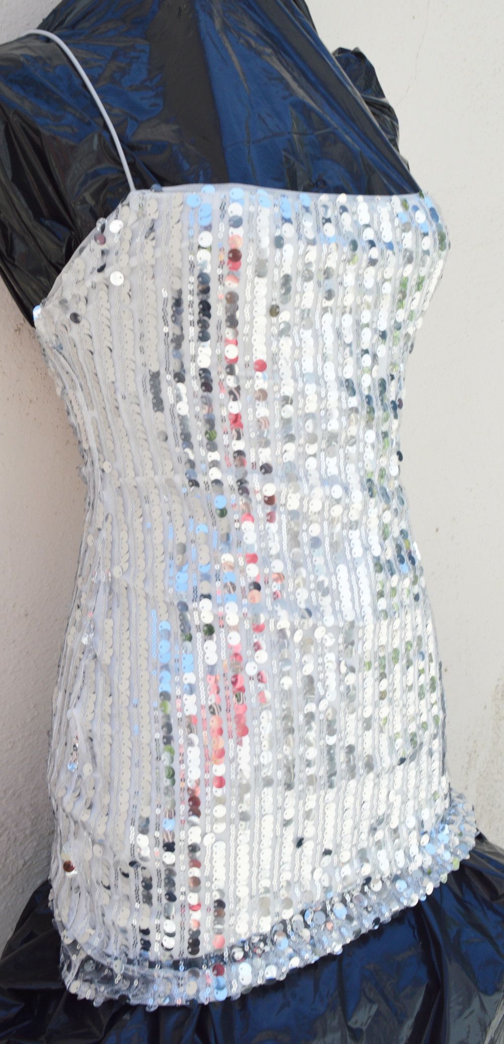 Other MINI DRESS SEQUIN / GLITTER SILVER STRAPS STRETCH Size S / US 4 / IT 40 - 6 Thumbnail