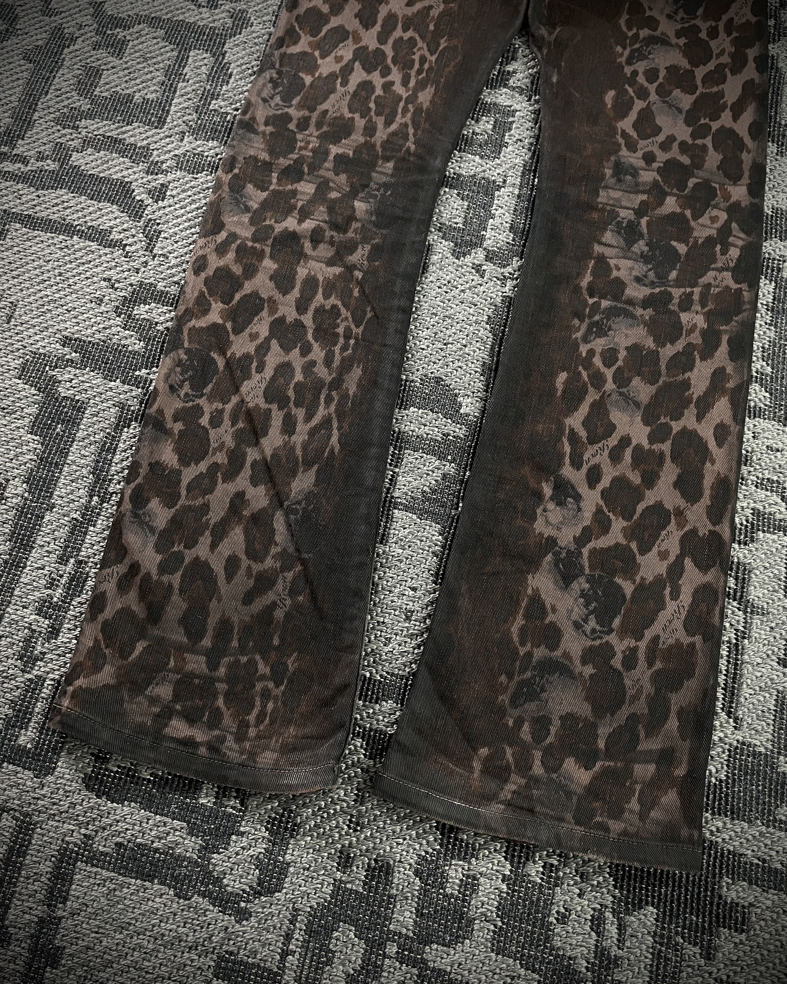 Roen Roen Leopard Waxed Jeans Size US 33 - 10 Thumbnail