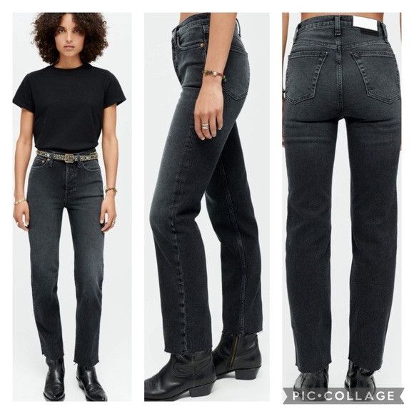 RE/DONE RE/DONE high rise stove pipe straight jeans 27 raw hem Size 27" / US 4 / IT 40 - 1 Thumbnail
