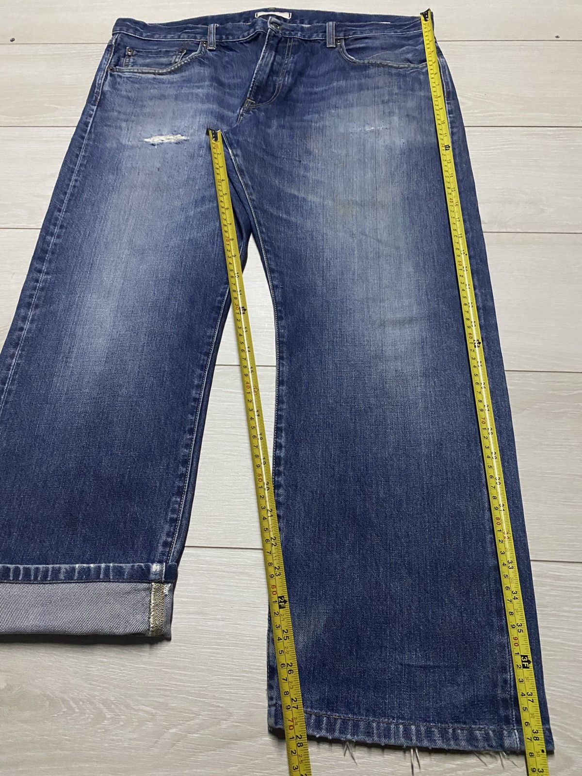 Uniqlo Vintage Japanese Uniqlo Selvedge Blue wash Distressed Jeans Size US 39 - 15 Thumbnail