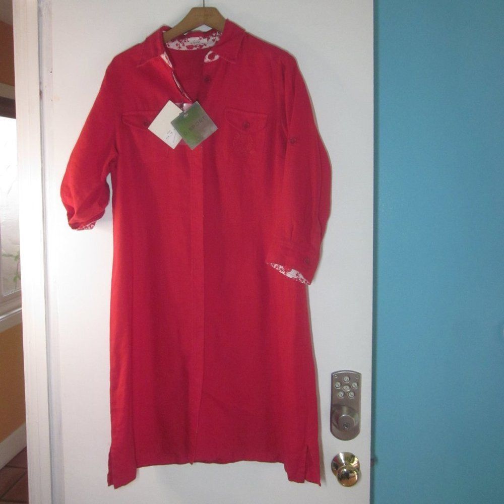 Other D. Sport Red Linen Dress Size 10 US Size M / US 6-8 / IT 42-44 - 3 Thumbnail