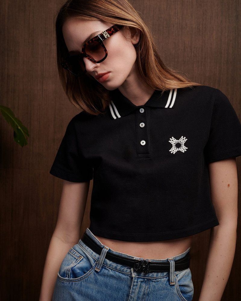 Amiri o1s1wg110126 MA Quad Cropped Polo Shirt in Black Size L / US 10 / IT 46 - 3 Thumbnail