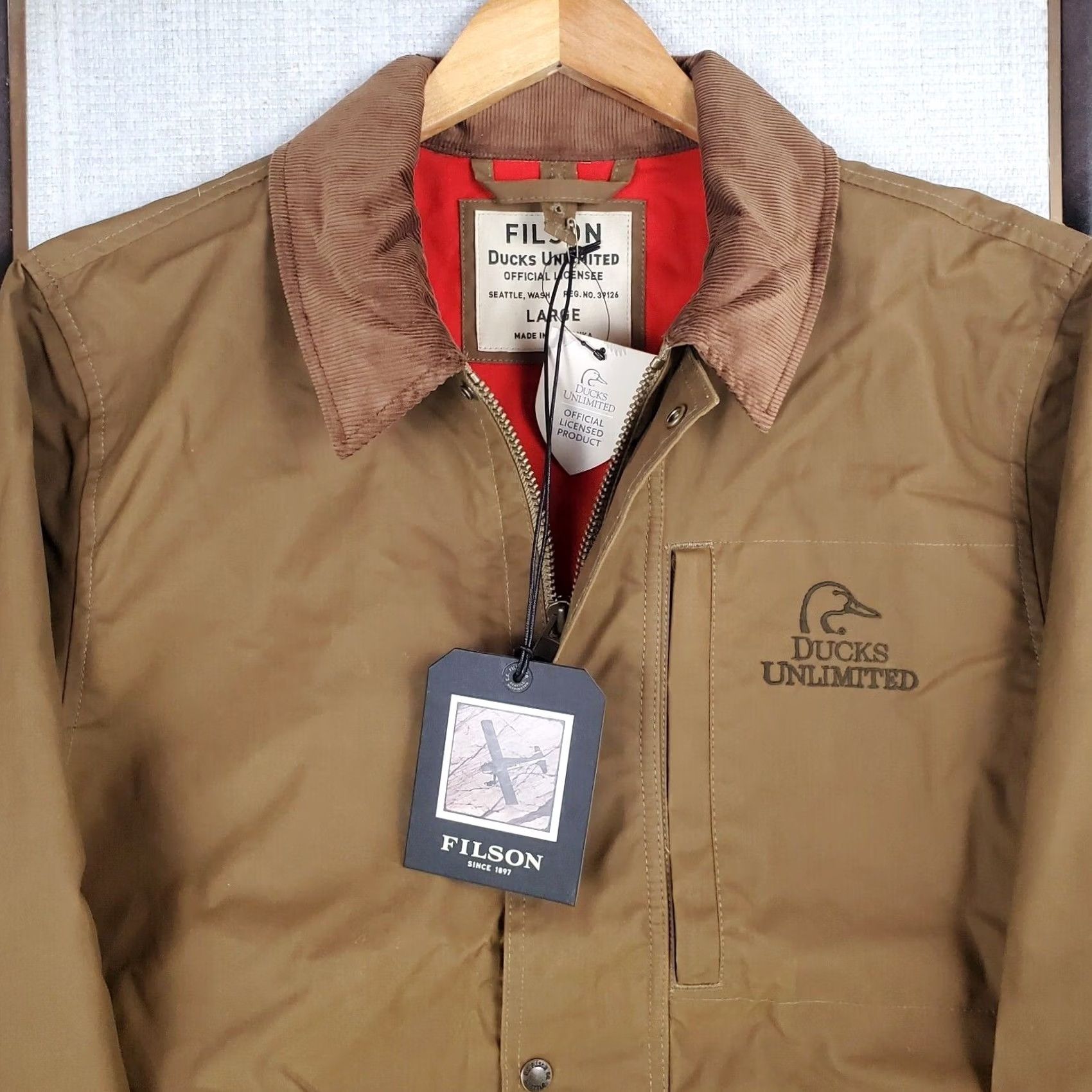 Filson Filson x Ducks Unlimited Cover Cloth Mile Marker Coat Jacket Mens Large Oilskin Waxed 100% Cotton Beige Beiges/Khaki Vintage? Size US L / EU 52-54 / 3 - 3 Thumbnail