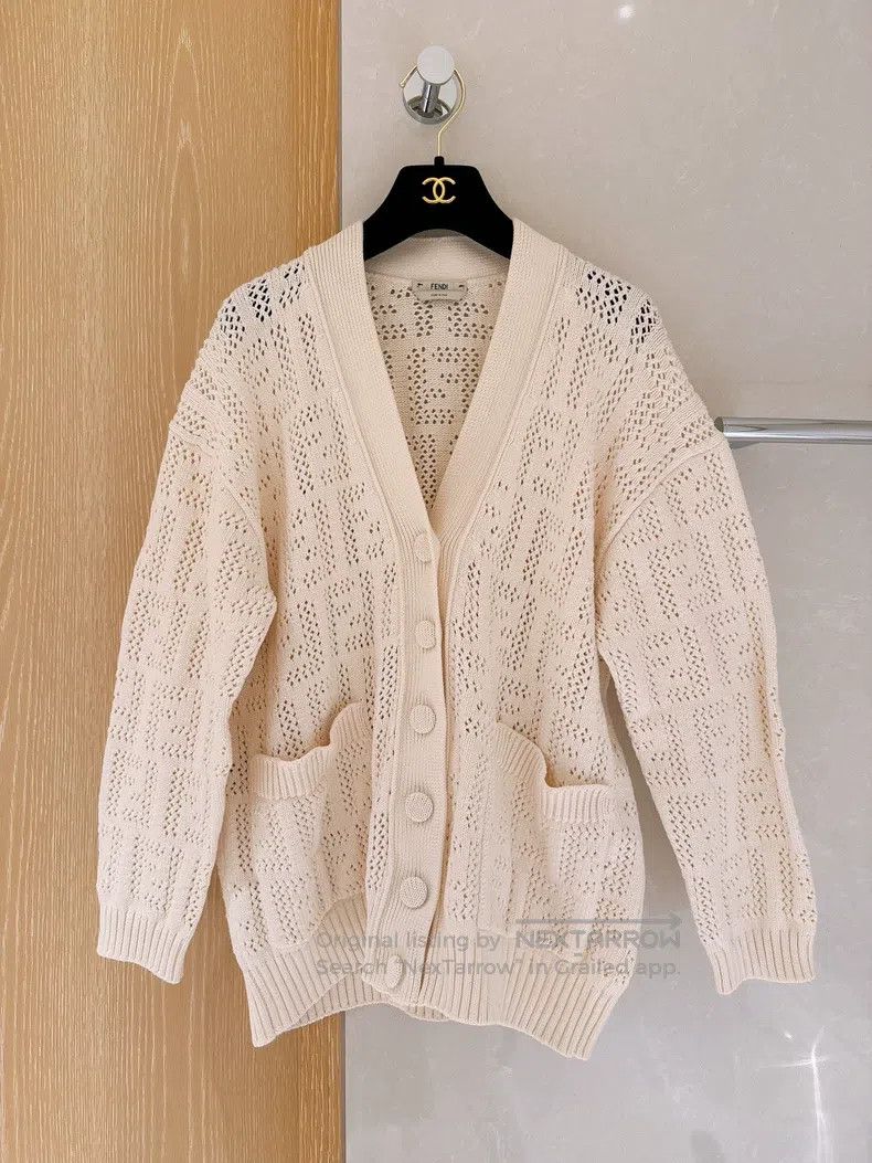 Fendi Fendi FF Logo Cut-Out Knit Cardigan Jacket Size XXS / US 00 / IT 34 - 1 Thumbnail