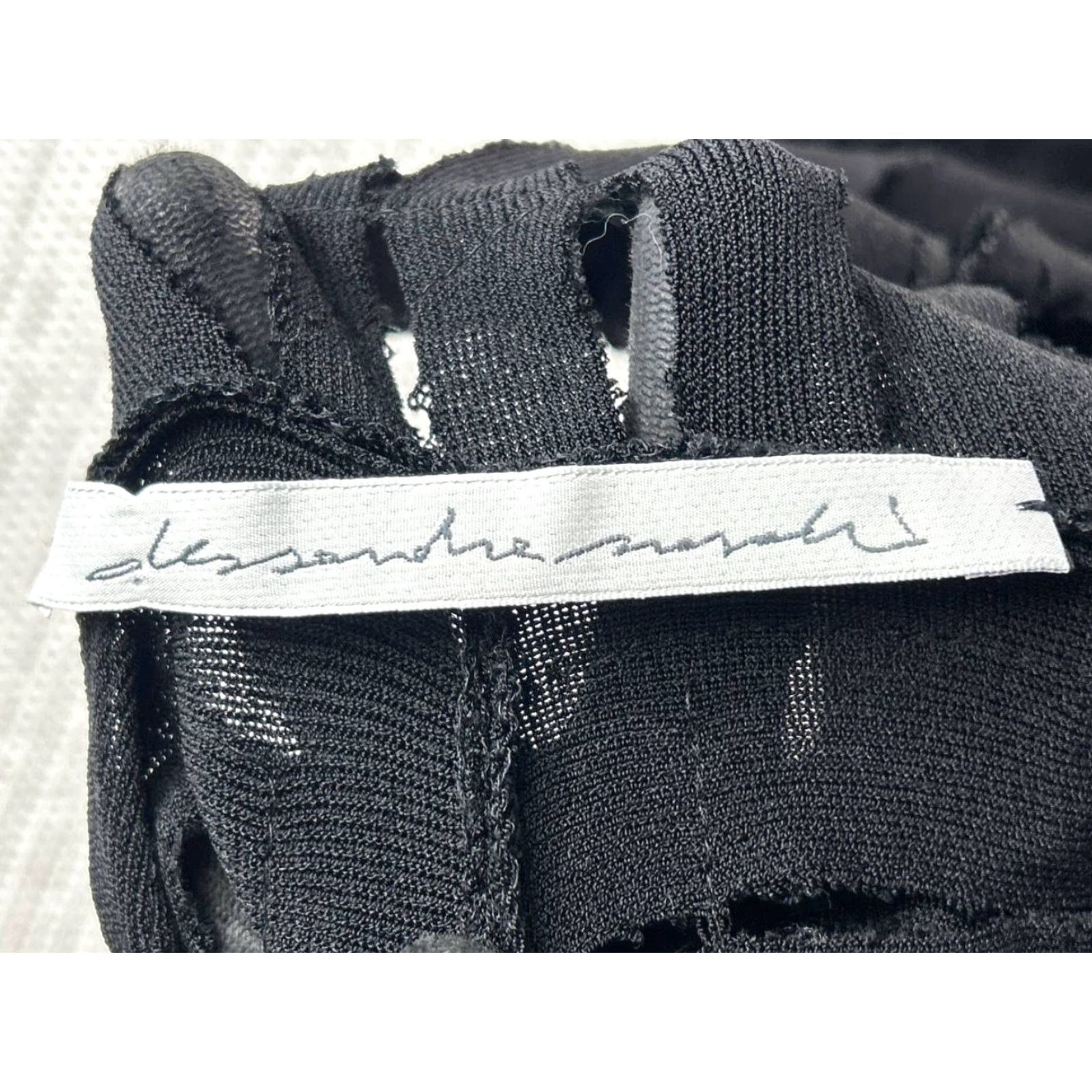 Alessandra Rich ALESSANDRA MARCHI Dress Women Midi Black Deconstructed Slashed Knit V-Neck Short Sleeve Pullover Pencil Dress 42 Designer City Classic Size M / US 6-8 / IT 42-44 - 6 Thumbnail
