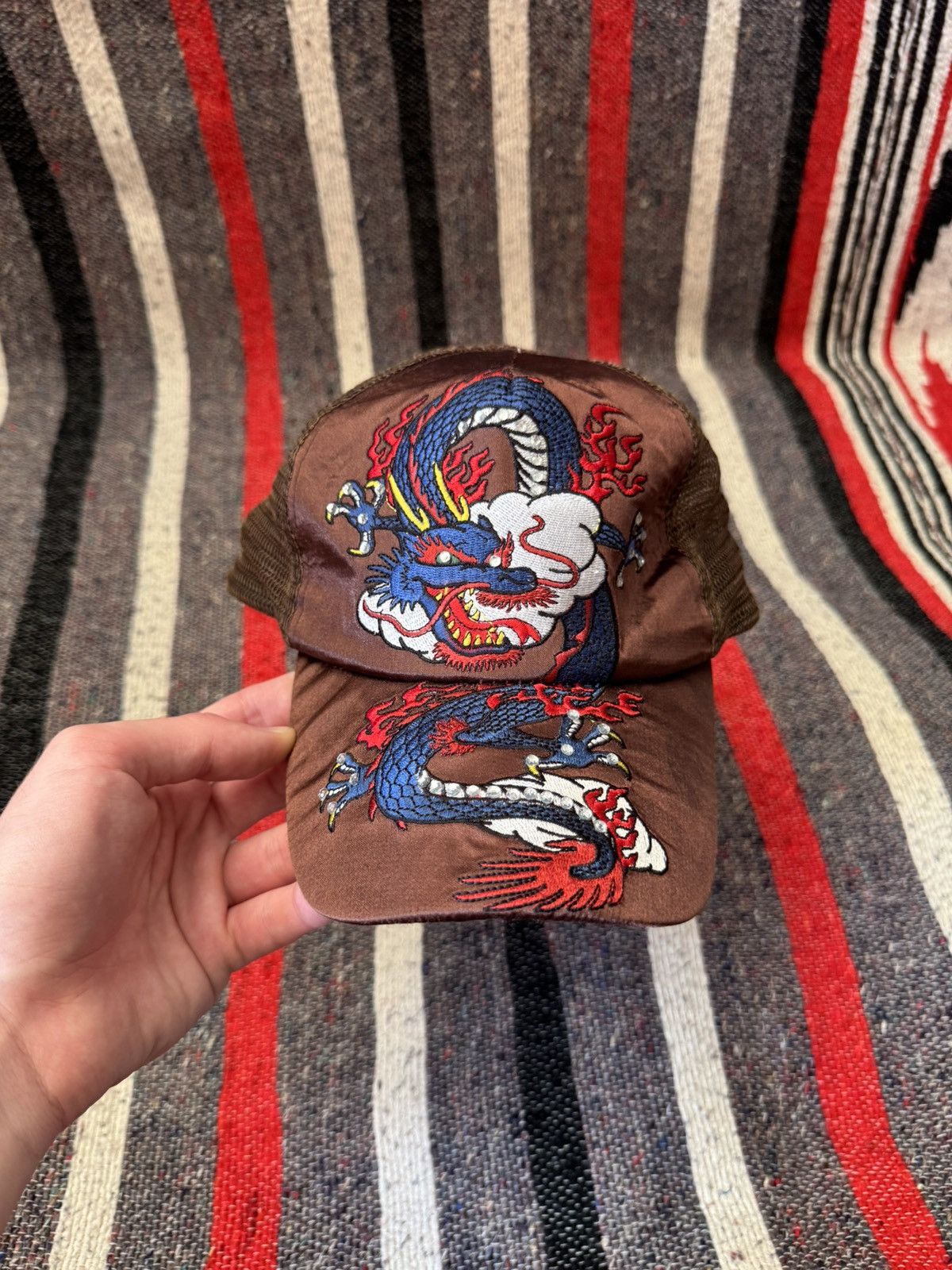 Ed Hardy Vintage Ed Hardy y2k Brown Nylon Japanese Trucker Hat Size ONE SIZE - 2 Thumbnail